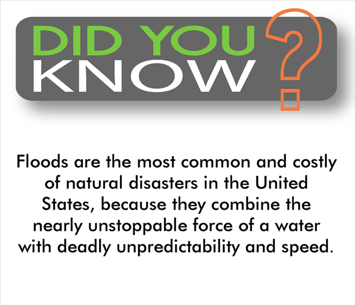 white background, "did you know?" at the top with a big orange question mark and a fact about floods below it