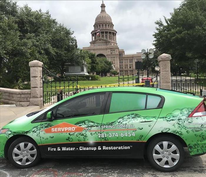 Servpro car in front of capital building in Austin